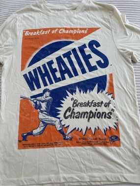 Men's Short Sleeve Graphic Tee - White with Orange & Blue Logo